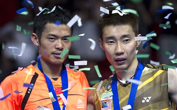 Shuttle run: All England Open Champion Lin Dan of China (left) with Lee Chon Wei of Malaysia
