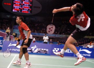 The world&rsquo;s top-ranked men&rsquo;s doubles pair, Markis Kido, left, and Hendra Setiawan, in action against Japan&rsquo;s Noriyasu Hirata and Hirokatsu Hashimoto in the Sudirman Cup last month.