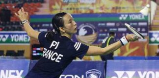 Veteran&rsquo;s touch: France&rsquo;s Pi Hongyan returning a shot to Germany&rsquo;s Juliane Schenk during their women&rsquo;s singles quarterfinal on Friday.