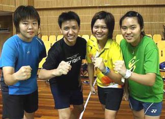 All set: (from left) Tee Jing Yee, Zulfadli Zulkifli, Florah Ng and Ng Sin Zou are ready to strut their stuff in the Asian Junior Championships.