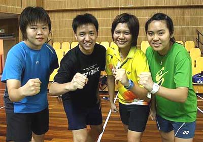 All set: (from left) Tee Jing Yee, Zulfadli Zulkifli, Florah Ng and Ng Sin Zou are ready to strut their stuff in the Asian Junior Championships.