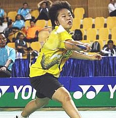 Determined display: Malaysia&rsquo;s Tee Jing Yi in action against China&rsquo;s Chen Xiaojia during the Asian junior championships mixed team final Wednesday.