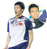 Tian Houwei (front) beat Iskandar Zulkarnain Zainuddin (back) to win the Asian Junior Championship