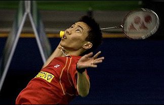 Malaysia's Lee Chong Wei competes against Germany's Dieter Domke, unseen, during the World Badminton Championships, in Hyderabad, India, Monday, Aug. 10, 2009.