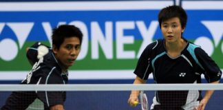 Liliyana Natsir, right, and Nova Widianto during the mixed doubles final match of the World Badminton Championships at the in Hyderabad earlier this month.