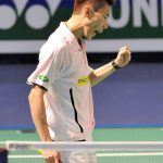 Malaysia’s Lee Chong Wei celebrates the victory during men’s singles final match against Denmark’s Peter Hoeg Gade at Hong Kong open super series 2009 in Hong Kong, south China, Nov. 15, 2009. Lee won 2-1, and claimed the title of the match.