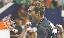 Danish delight: Jan O Jorgensen downed Chen Jin and will face Lin Dan (below, right) for the China Open crown.