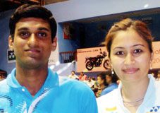 V Diju (L) and mixed doubles partner Jwala Gutta