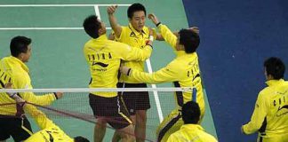 Happy days: China celebrate Thomas Cup win in Malaysia