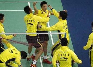 Happy days: China celebrate Thomas Cup win in Malaysia