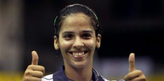 Saina Nehwal flashes the victory sign. Saina has been chosen brand ambassador of Andhra Pradesh tourism.