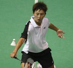 Taiwan's Shao-Chieh Cheng returns a shot to Germany's Julian Schenk during the World Badminton Championships in Paris, France on Thursday. Cheng defeated Schenk , 21-19 21-13 21-19.