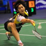 China's Wang Lin returns the shuttle to England's Sarah Walker during the women's singles competition at the 11th Sudirman Cup World Team Badminton Championship in Guangzhou, south China's Guangdong Province, May 10, 2009. Wang won 2-0.