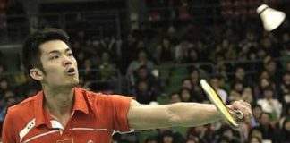 Master shuttler: Lin Dan in action during the South Korea Open final on Sunday. The Chinese ace holds the psychological advantage over Chong Wei, especially in high-stake tournaments.