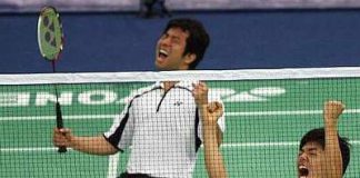 Indomitable pair: South Korea&rsquo;s Jung Jae-sung (left) and Lee Yong-dae beat China&rsquo;s Cai Yun-Fu Haifeng to win the China Masters men&rsquo;s doubles title Sunday.