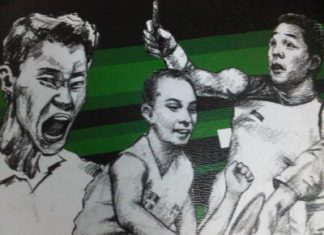 Super art: A graphic sketch of (from left) Lee Chong Wei, Peter Gade Christensen and Taufik Hidayat in the 2011 Super Series Masters Finals souvenir book.