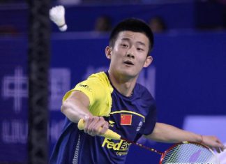 Chen Long of China competes during the semifinal of men's singles match against Lee Chong Wei of Malaysia at Li Ning BWF (Badminton World Federation) World Superseries Finals 2011 in Liuzhou, city of south China's Guangxi Zhuang Autonomous Region, Dec. 17, 2011. Chen Long won the match 2-1.