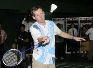 Browne chose the badminton court of (PPBA) Prakash Padukone Badminton Academy to promote the Games.