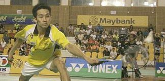 Worthy champion: Chong Wei Feng in action during the Selangor Open Div 1 men&rsquo;s singles final against Iskandar Zulkarnain Zainuddin yesterday. Wei Feng won 12-21, 21-10, 21-14.