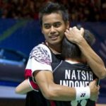 Indonesian Badminton Duo Going For Gold After All England Title (pic) Tontowi Ahmad and Liliyana Natsir celebrate following their victory over Thomas Laybourn and Kamilla Rytter Juhl during the mixed doubles final of the All England Open Championships at the National Indoor Arena in Birmingham on Sunday.
