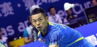 Lin Dan of China returns a shot against Rajiv Ouseph of England during their Group A match at the Thomas Cup world badminton team championships in Hubei province. Superstar Lin was made to sweat in front of an adoring home crowd but China breezed through their first group ties in the tournament.