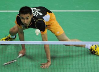 Malaysia's Lee Chong Wei, seen here in April, sustained a serious ankle injury at the Thomas Cup Tuesday