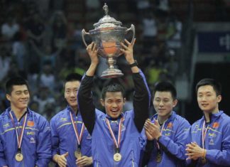 China retained the Thomas Cup in convincing style by beating arch-rival South Korea 3-0 at the Wuhan Sports Complex Gymnasium here today.