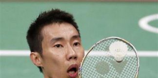 Malaysia's Lee Chong Wei plays against China's Chen Long during their men's singles badminton semifinals match during the London 2012 Olympic Games at the Wembley Arena August 3, 2012