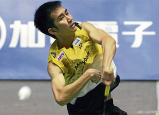 Chong Wei Feng returns a shot to India&rsquo;s Ajay Jayaram in the Japan Open yesterday.