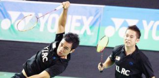 Rising to the occasion: Mohd Fairuzizuan Mohd Tazari (left) and Mohd Zakry Abdul Latif beat Indonesians Angga Pratama-Ryan Agung Saputra 21-12, 21-14 in the final.
