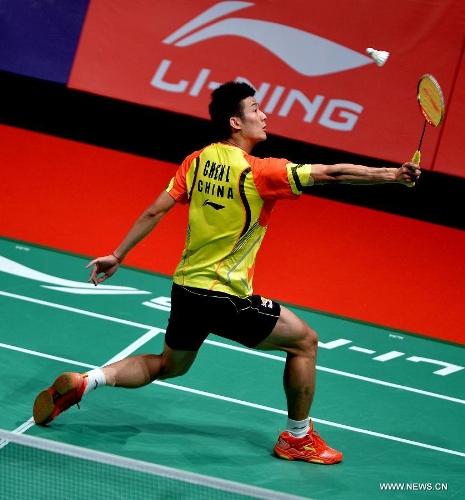 China's Chen Long competes during the men's singles badminton match against Indonesia's Tommy Sugiarto at the quarterfinals of the Sudirman Cup World Team Badminton Championships in Kuala Lumpur, Malaysia, on May 23, 2013. Chen won 2-0.