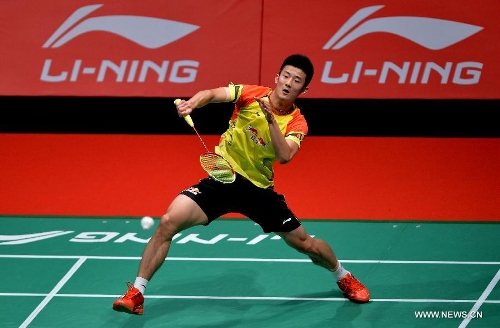 China's Chen Long competes during the men's singles badminton match against Indonesia's Tommy Sugiarto at the quarterfinals of the Sudirman Cup World Team Badminton Championships in Kuala Lumpur, Malaysia, on May 23, 2013. Chen won 2-0.