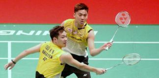 A big disappointment: Malaysia&rsquo;s Koo Kien Keat (left) and Tan Boon Heong in action against Taiwanese pair Lee Sheng-mu and Tsai Chia-hsin during their match at the Putra Stadium on Sunday.