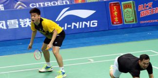 Men's pair Koo Kien Keat-Tan Boon Heong during a training session at the Tianhe Gymnasium. The world No.2 have been given a free ride into the third round following the withdrawal of three other pairs.