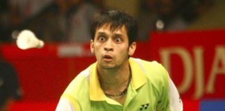 Kashap playing in Indian Badminton League