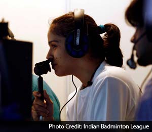 Saina Nehwal tried her commentary skills as she took the mic in the Hindi broadcasting box.