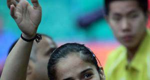 Saina Nehwal after her women's singles win.