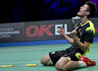 Chen Long reacts after winning the Denmark Open final against Lee Chong Wei. He has pulled out of the French Open, clearing the path for Chong Wei.