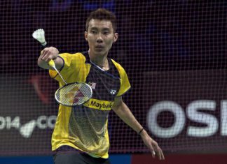 Lee Chong Wei in a file photo from the Denmark Open last week. He had no problem defeating India's P. Kashyap 22-20, 21-12 in the French Open first round.