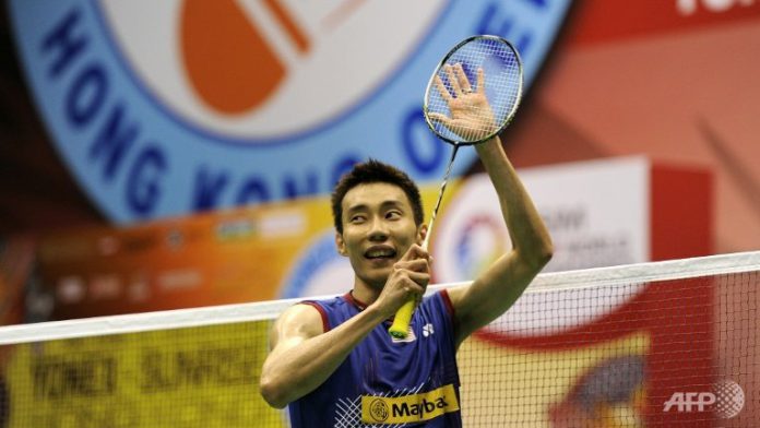 Lee Chong Wei of Malaysia celebrates after winning the men's singles final match against Sony Dwi Kuncoro of Indonesia at the Hong Kong Open badminton tournament. Lee won 21-13, 21-9.