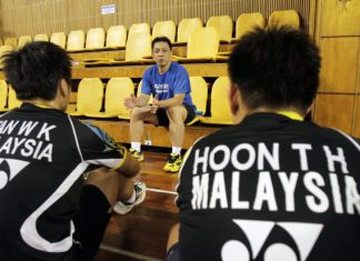 Doubles coach Paulus Firman (center) who is going back to Indonesia on Wednesday is happy that his charges Tan Wee Kiong-Hoon Thien How have finally won a title, the Macau Open, last week.