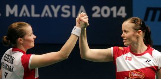 Denmark&rsquo;s world No. 2 women&rsquo;s pair of Christinna Pedersen-Kamilla Rytter Juhl. They were all smiles after finally getting the better of world champions Wang Xiaoli-Yu Yang for the first time.