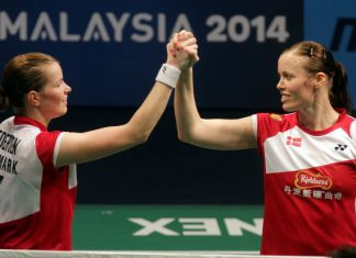 Denmark&rsquo;s world No. 2 women&rsquo;s pair of Christinna Pedersen-Kamilla Rytter Juhl. They were all smiles after finally getting the better of world champions Wang Xiaoli-Yu Yang for the first time.