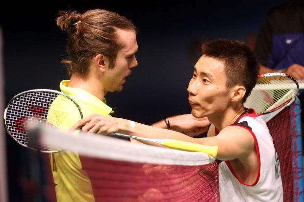 Jan O Jorgensen (left) of Denmark feels that only China's Chen Long can dislodge Malaysia's Lee Chong Wei (right) from the world No.1 ranking. Jan O Jorgensen (left) of Denmark feels that only China's Chen Long can dislodge Malaysia's Lee Chong Wei (right) from the world No.1 ranking.