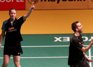 Christinna Pedersen-Joachim Fischer Nielsen are through to the mixed doubles final at the Malaysian Open badminton championship after beating Olympic champions Ma Jin-Zhao Yunlei in the semis at Putra Stadium on Saturday.