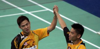 Happier times: The pairing of Koo Kean Keat-Tan Boon Heong, seen here at the 2010 Thomas Cup Finals in Kuala Lumpur, will finally come to an end when the Badminton Association of Malaysia decide to either split or drop them from the national team after seven years due to poor form in the past few years.