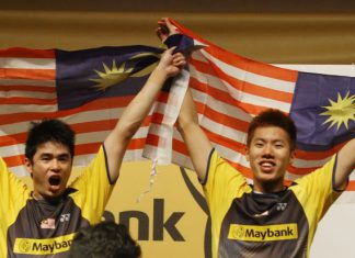 Remember their names. Lim Khim Wah (left) and Goh V Shem are the 2014 Malaysian Open men's doubles champions.