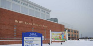 Suffolk County Community College's Field House is inside the Health, Sports and Education Center.
