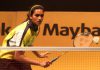 P.V. Sindhu in action against Indonesian Fanetri Lindawani during the first round of the Maybank Malaysian Open on Jan 15, 2014. She won 21-17, 21-18
