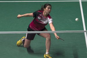 Bae Yeon-ju in action against 16-year-old Akane Yamaguchi of Japan in the Maybank Malaysian Open quarter-finals. Yeon-ju won 21-15, 21-16.
